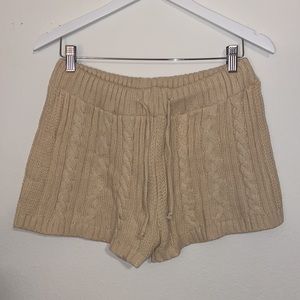 FOREVER 21 knitted shorts and leggings beige set